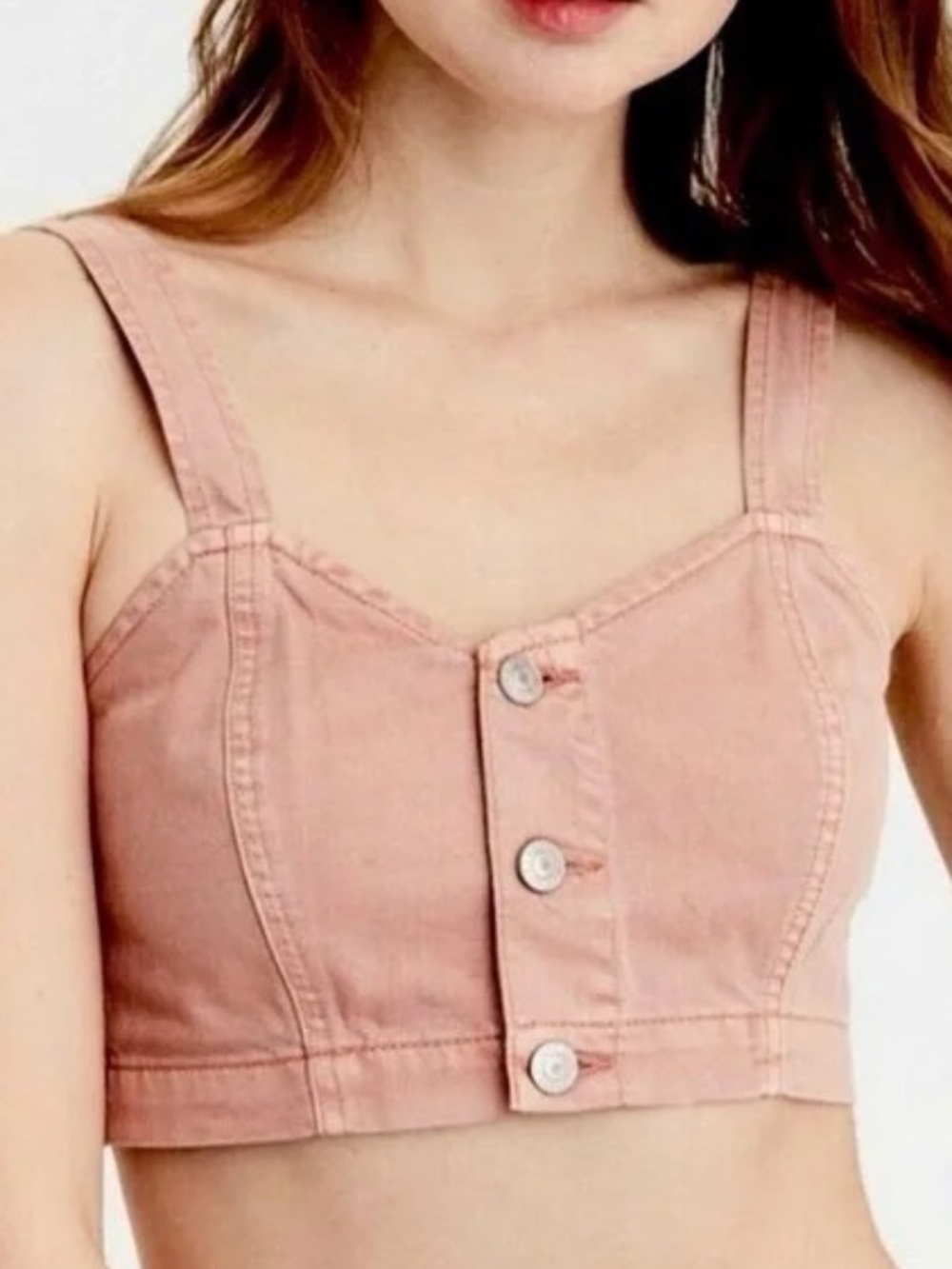 Y2K  American Eagle Outfitters Blush Button-Front Denim Tank